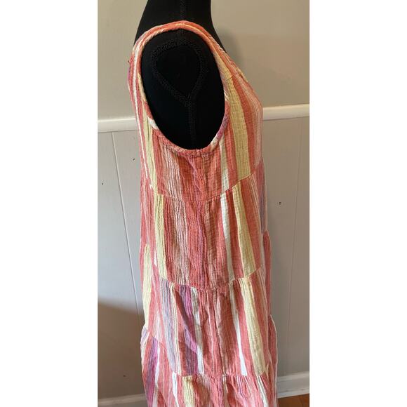 Marine Layer Womens Sleeveless Tiered Gauze Striped Boho Maxi Dress Size Medium - Picture 7 of 10
